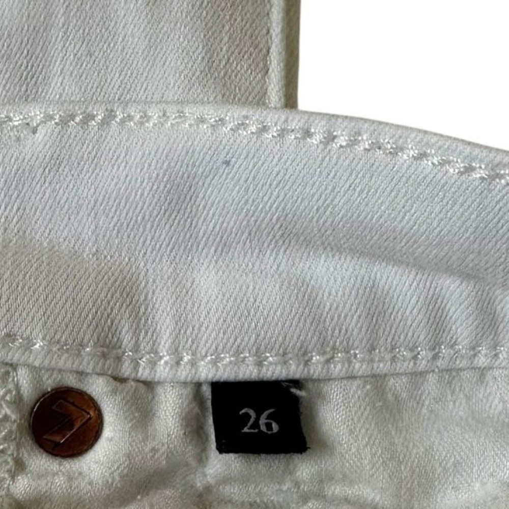 7 For All Mankind White The High Waist Ankle  Skinny Jeans Women Size 26 | 71-20 - Picture 3 of 9